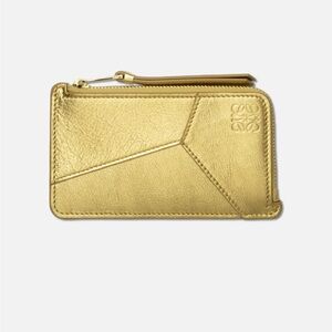 NWT Loewe Puzzle Coin Cardholder Wallet Metallic Gold Leather